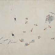 Chinese painting ‘Insects and Calligraphy’, signed Jiang Hanting