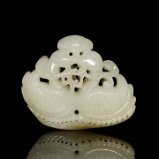 White jade carving ‘Ducks with lingzhi’, Qing dynasty