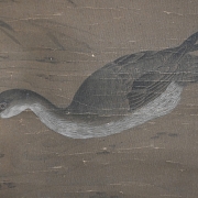 Chinese painting ‘Pair of Geese on a Pond’, signed Lin Liang