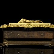 Reloj de sobremesa de bronce dorado, Napoleón III, Francia, S.XIX
