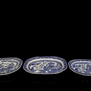 Three Willow Pattern trays, 19th century