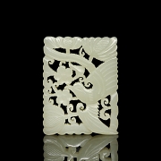 Carved jade plaque, ‘Bird and Flowers,’ Qing dynasty - 1