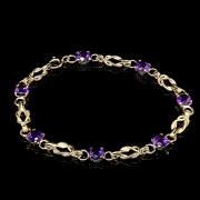 Pulsera de oro amarillo con amatistas