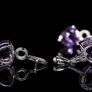 Conjunto en oro blanco de 18 kt con amatistas y diamantes