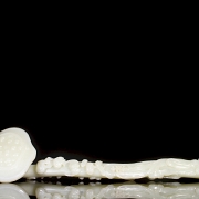 Cetro Ruyi de jade blanco de Hetian, dinastía Qing