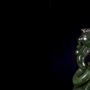 Spinach green jade vase ‘Eight Treasures’, Qing dynasty