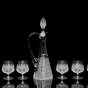 Set of glassware with jug and six glasses, 20th century