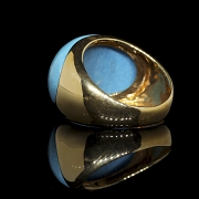 Anillo en oro amarillo de 18k con turquesa