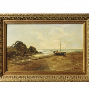 J. M. González (19th-20th century) ‘Boat on the beach’