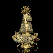 Polychrome ceramic sculpture “Virgen de los Desamparados”, 19th century