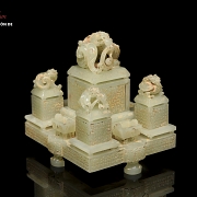 Gran juego de sellos tallados en jade amarillo