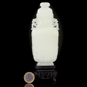 Hetian white jade vase ‘Masks’, Qing dynasty