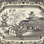 灰色柳叶纹伯利瓷托盘，十九世纪