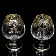 Two cognac glasses with gold filigree, 20th century - 2