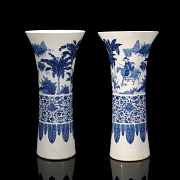Pair of Gu vases, ‘Scenes and Flowers’, Qing dynasty