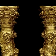 Pair of gilded wooden Solomonic columns, 20th century