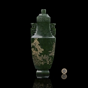 Jarrón de jade verde espinaca 