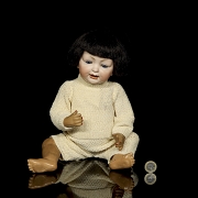Muñeca de porcelana tipo Hertel, Schwab & Co., Alemania, c. 1910-1915