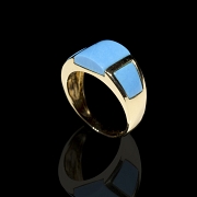 Anillo de oro amarillo de 18K con turquesas