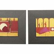 Thierry Ona (1960) Pareja de pinturas 