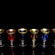 一套六只穆拉诺玻璃高脚杯，20世纪