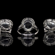 Juego en oro blanco de 18k con aguamarinas y diamantes