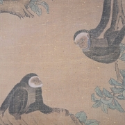 Pintura china “Monos entre ramas”, con sello Shen Zhenlin