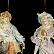 Pareja de lámparas de sobremesa estilo Meissen, s.XIX-XX