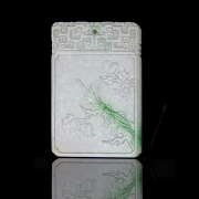 Jadeite plaque ‘Mantis on a branch’, Qing dynasty