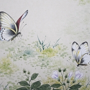 Chinese painting “Butterflies on flowers,” signed Lu Xiaoman