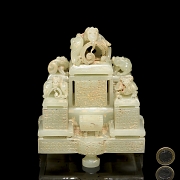 Gran juego de sellos tallados en jade amarillo