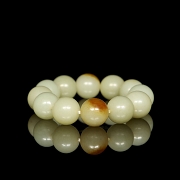 Pulsera de doce cuentas de jade blanco, dinastía Qing