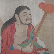 Pintura china “Deidad sobre elefante blanco”, con firma Jin Kun - 3