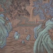 Chinese painting ‘Palaces Among Mountains’, signed Li Shida