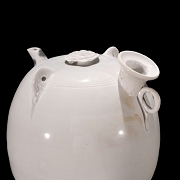 Vasija para vino de cerámica esmaltada en blanco, horno Ding