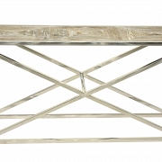 Console in oak wood with decapé finish and steel feet - 2