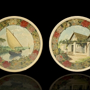 J. Genovés Cubells (20th century) ‘Pair of ceramic representations’, 1955