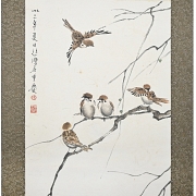 Chinese painting ‘Sparrows on Branches’, signed by Xu Beihong
