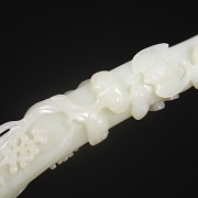 Cetro Ruyi de jade blanco de Hetian, dinastía Qing