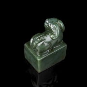 Green jade ‘Auspicious Beast’ seal, Qing dynasty
