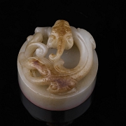 Circular seal made of white jade, ‘Coiled Dragon,’ Qing dynasty