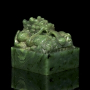 Sello de jade verde espinaca