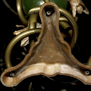 Pareja de quinqués de vidrio y bronce Art Noveau, Europa, c. 1900