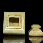 Recipiente con tapa de jade amarillo