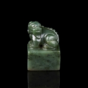Green jade ‘Auspicious Beast’ seal, Qing dynasty