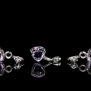 Conjunto en oro blanco de 18 kt con amatistas y diamantes