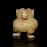 Incensario de jade blanco tallado, periodo Reinos Combatientes