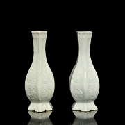 Pareja de jarrones de porcelana con vidriado Qingbai, estilo Song - 1