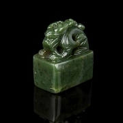 Spinach green jade ‘Mythological Dragon’ seal, Qing dynasty