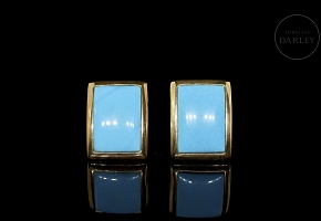 Earrings with turquoise in 18k yellow gold